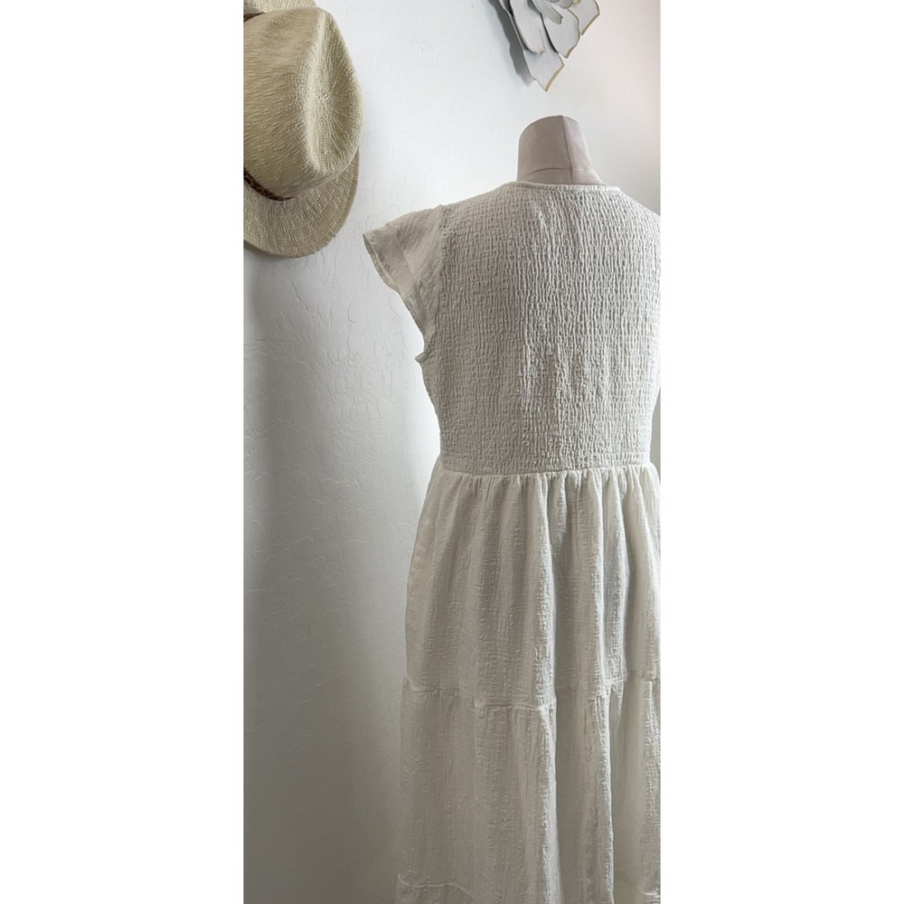 GibsonLook white cotton maxi midi dress L boho shabby chic regency cottage core - Picture 10 of 16